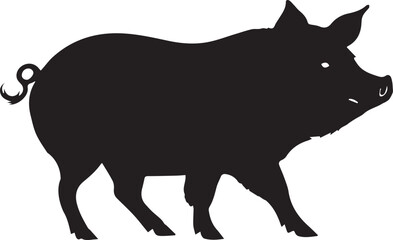 Vector pig silhouette. Pig silhouette icon isolated on white background.