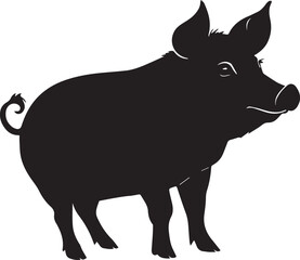Vector pig silhouette. Pig silhouette icon isolated on white background.