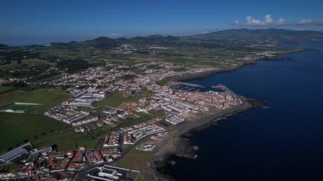 Vista A&eacute;rea da Vila de Rabo de Peixe &ndash; Ilha de S&atilde;o Miguel, A&ccedil;ores, Portugal
