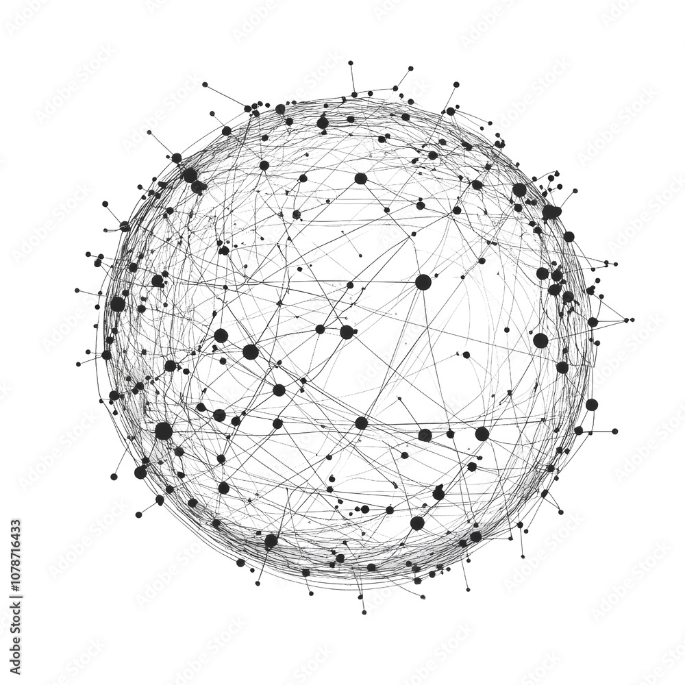 Aufkleber global network globe with connected lines, isolated transparent background