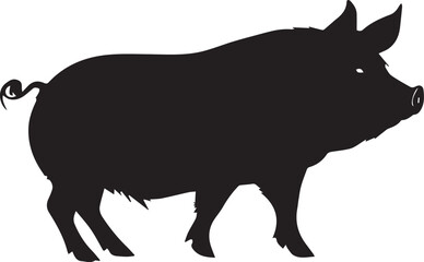 Vector pig silhouette. Pig silhouette icon isolated on white background.