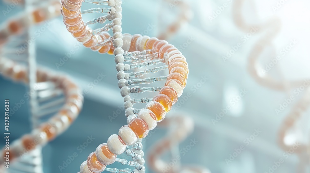 Poster a close-up view of a dna double helix with colorful nucleotide sequences, showcasing the intricate s