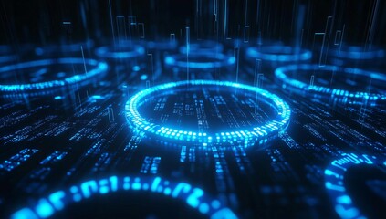 Futuristic Abstract Background With Blue Glowing Circles