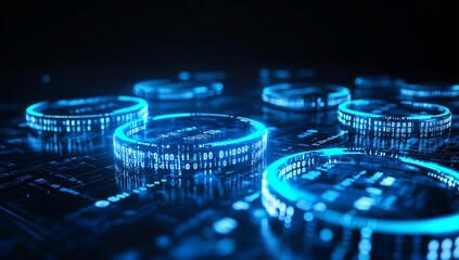 Futuristic Glowing Circles with Binary Code