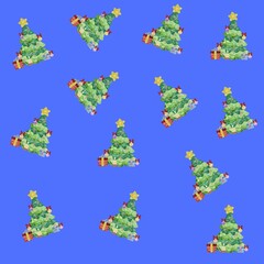  christmas tree with snowflakes pattern with christmas trees