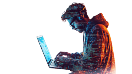 Programmer Developing Software with JavaScript Code, Embracing IoT and Digital Innovations