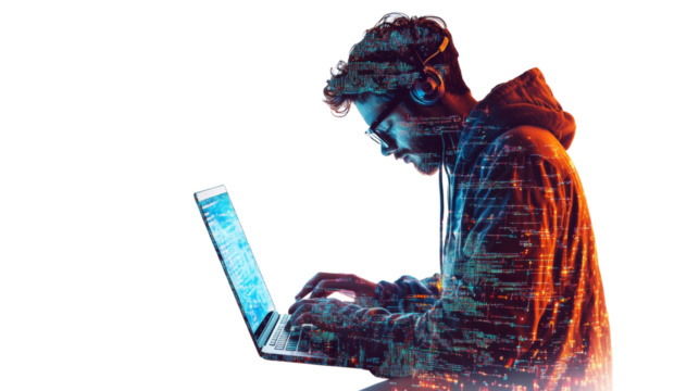 Programmer Developing Software with JavaScript Code, Embracing IoT and Digital Innovations
