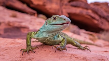 Obraz premium Brown and black leopard on gray rock. made with generative Ai