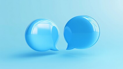 3D Blue Speech Bubbles for Conversation Icon