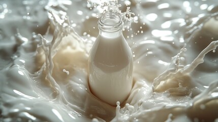 Milk Splash with Bottle