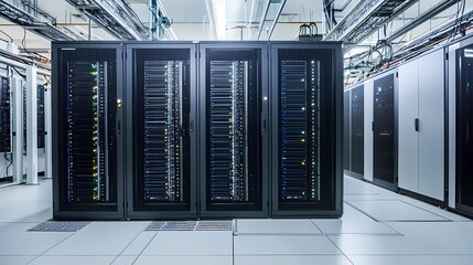 A Stunning Glimpse into the Heart of Technology: A Modern Data Center Packed with Servers and Cutting-Edge Innovation