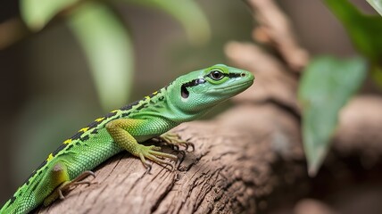 Fototapeta premium Brown and black leopard on gray rock. made with generative Ai