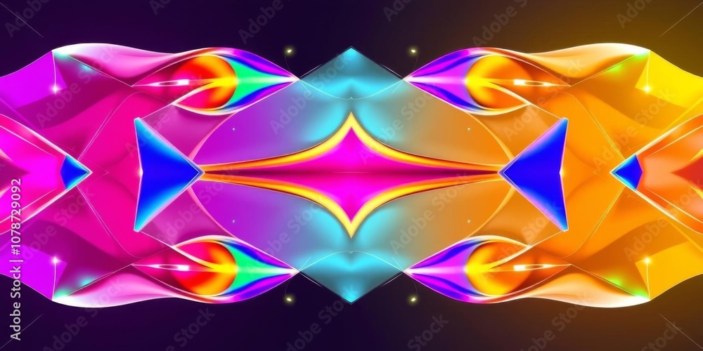 Poster precisely aligned glossy blocks in purple and blue with a modern tech background in a 3d render, com