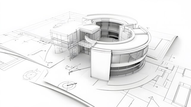 Architectural Symbols: Symbols&mdash;arrows, circles, and angles&mdash;populate the paper. The white background isolates these universal design elements, waiting for interpretation. 