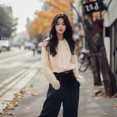 Fototapeta premium 겨울 니트 입은 한국 여성