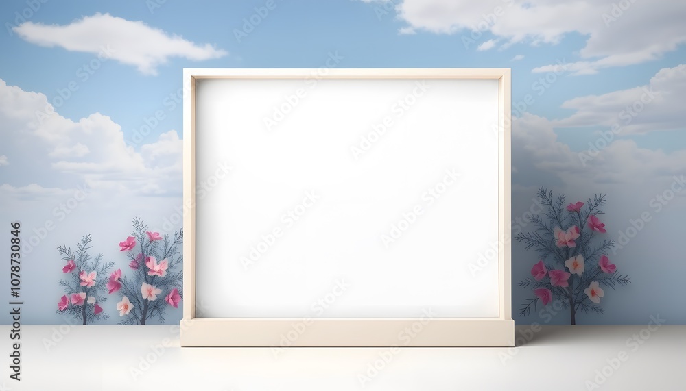 Poster an eye-catching social media poster design featuring an empty box surrounded by a beautiful backgrou