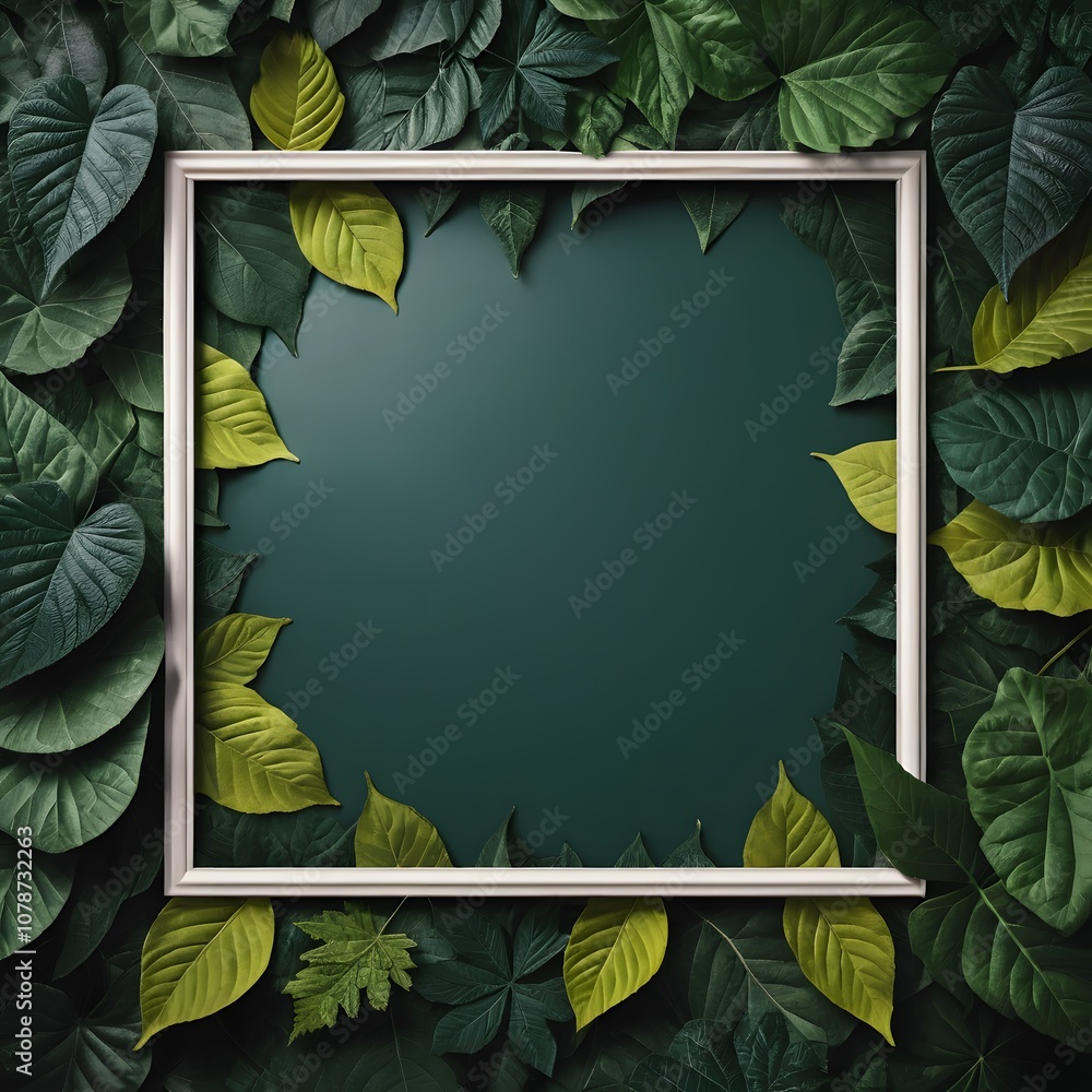 Poster empty poster frame with beautiful leaf background for nature-themed design projects and advertisemen