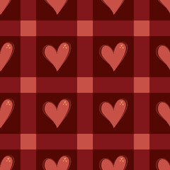 Vector seamless pattern with red hearts. Valentine's Day pattern