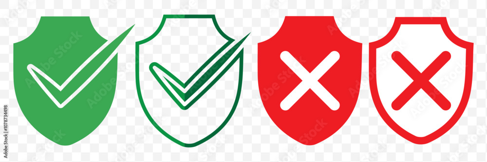Poster shield check mark icon or security shield protection icon with tick symbol. shield with check mark i