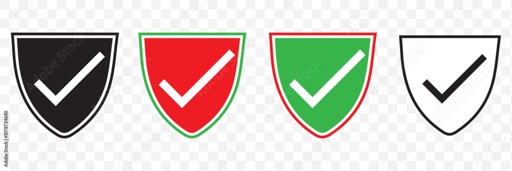 Poster shield check mark icon or security shield protection icon with tick symbol. shield with check mark i