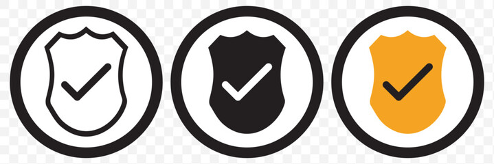 Shield check mark icon or security shield protection icon with tick symbol. Shield with check mark icon vector. eps 10.