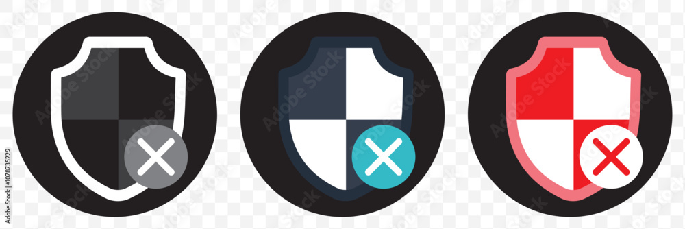 Poster shield check mark icon or security shield protection icon with tick symbol. set of security shield i