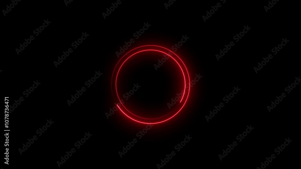 Fototapete neon loading circle red color animation. black background progress loading bar animation.