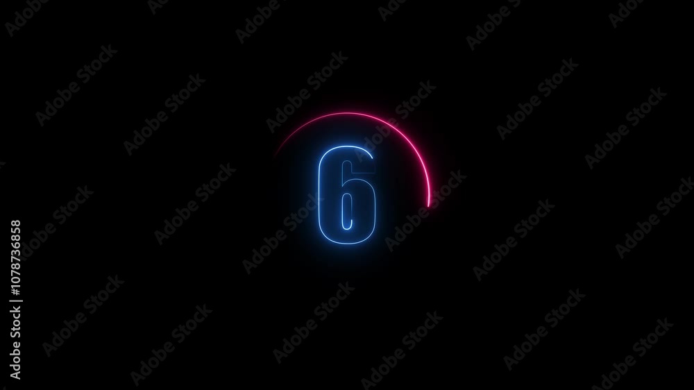 Poster 10 seconds countdown neon glowing royal blue color animation on black background. loading orange col