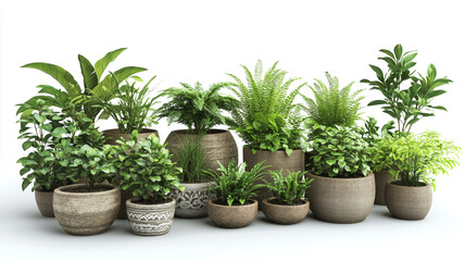 Fototapeta premium a collection of potted plants isolated on a white background