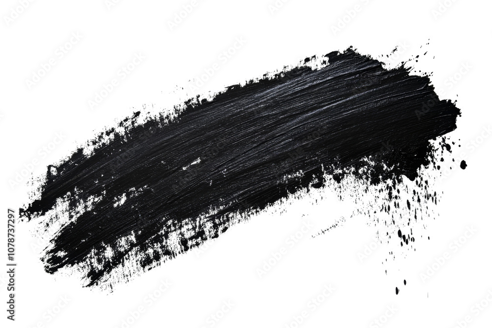 Poster a bold black brushstroke on white background showcasing texture and depth for artistic expression in