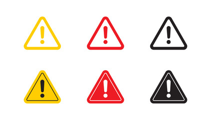 Warning, precaution, attention, alert icon, exclamation mark in the triangle shape. Symbol or icon for web site, logo, UI design. Flat vector illustration.