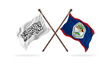 Islamic Emirate of Afghanistan Versus Belize Versus Two countries Flags background