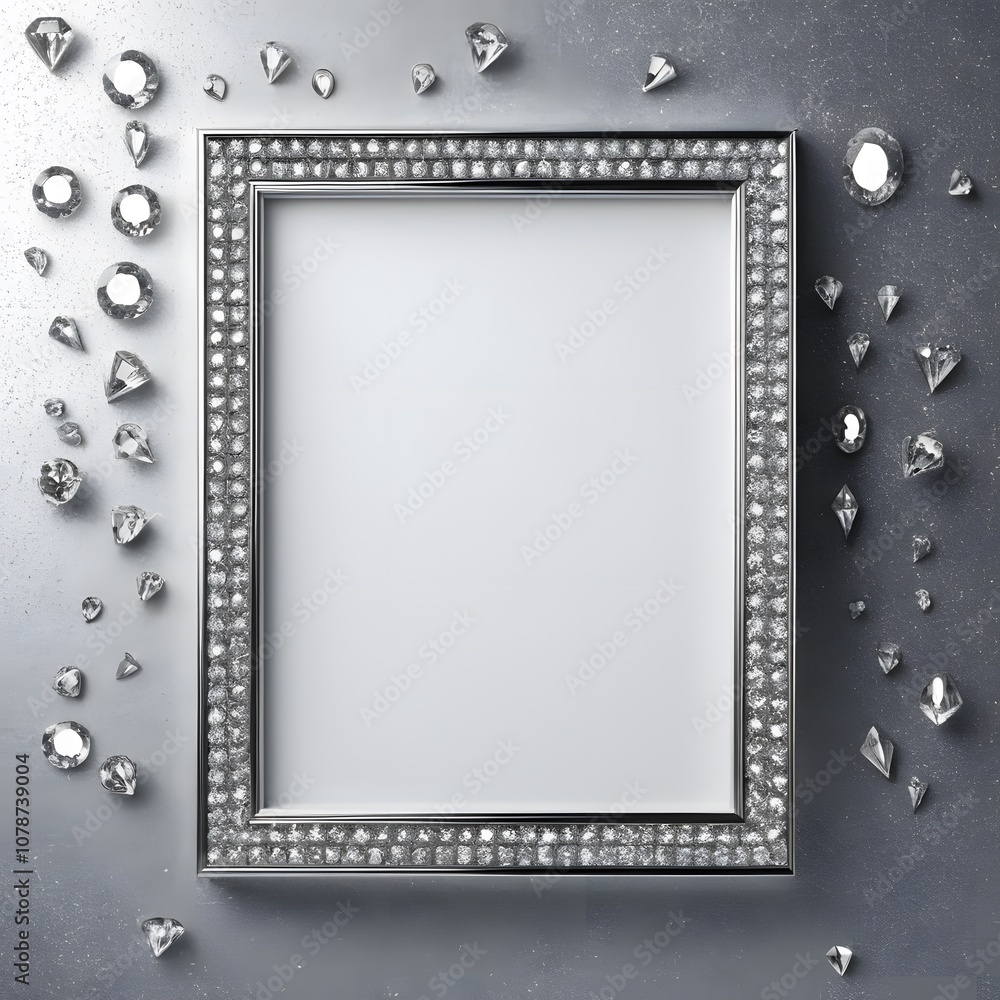 Poster beautiful empty poster frame design with a sparkling diamond background for creative projects in adv