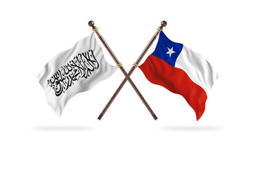 Islamic Emirate of Afghanistan Versus Chile Versus Two countries Flags background