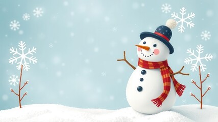 Obraz premium Happy and cheerful marshmallow snowmen enjoying the winter snow, festive, adorable, whimsical