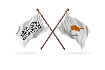 Islamic Emirate of Afghanistan Versus Cyprus Versus Two countries Flags background