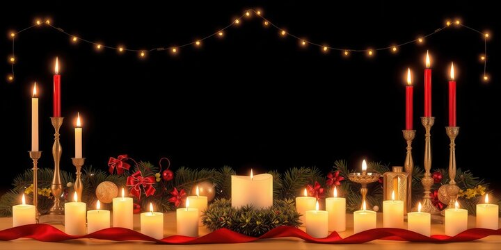 Set of decorative candle vectors in various designs and shapes for festive occasions, isolated, holiday, lighting