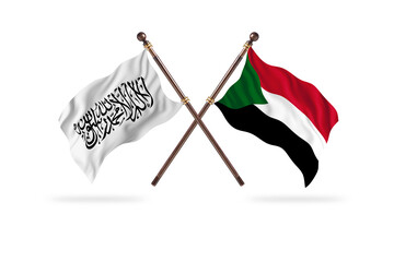 Islamic Emirate of Afghanistan Versus Sudan Versus Two countries Flags background