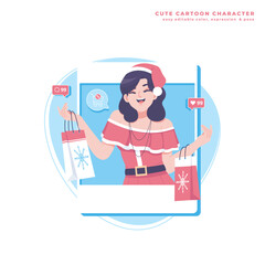 christmas sale cute cartoon illustration