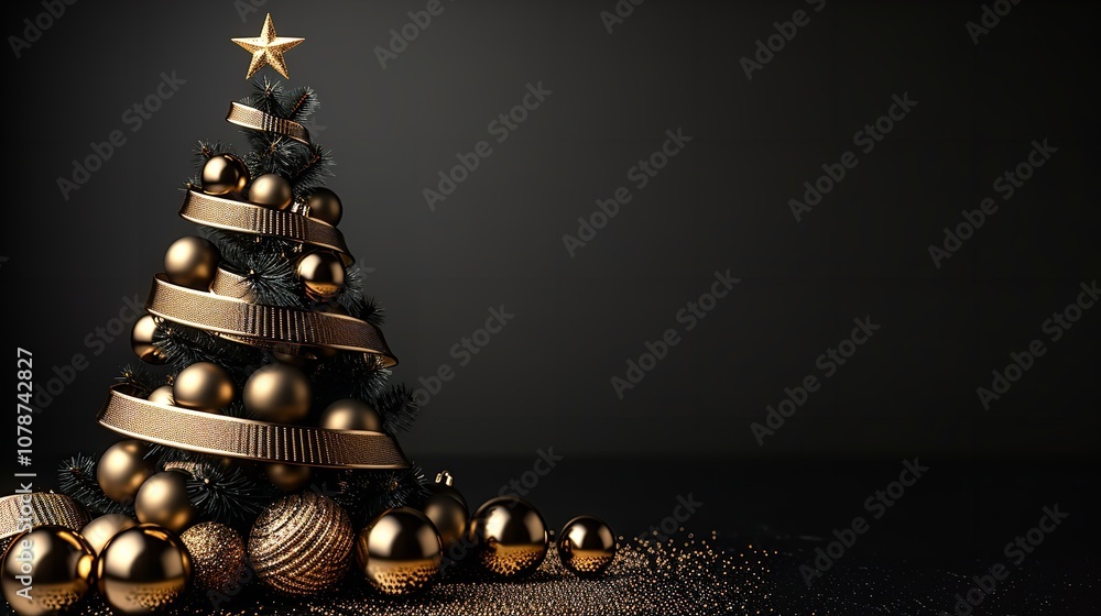 Poster an in-depth view of on a smooth black background with a large text area for backdrop utilize a golde