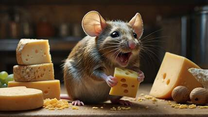Fototapeta premium mouse with cheese