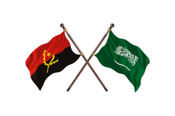 Angola Versus Saudi Arabia Two countries Flags background