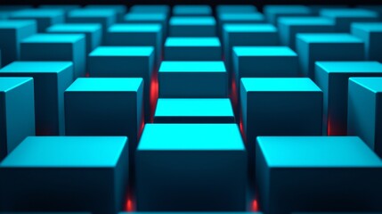 Obraz premium Explore the Intriguing World of Abstract Blue Cubes A Captivating Pattern of Light and Structure