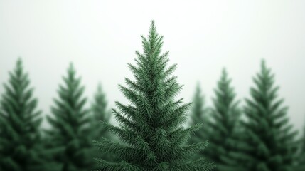 Obraz premium Explore the Majestic Beauty of Green Pine Trees Nestled in a Serene Forest Landscape for Nature Lovers