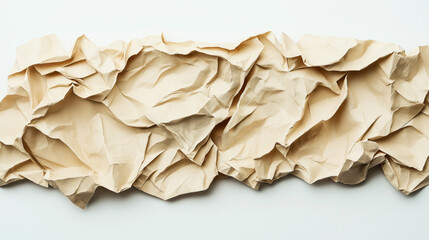 Obraz premium Abstract textured image of crumpled brown paper with folds and shadows creating a wavy pattern on a light background.