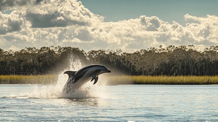 Fototapeta premium Dolphin Leaping Out of the Water - A Breathtaking Moment in Nature