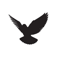 illustration of a pigeon silhouette vector art Illustration, Beautiful bird pigeon silhouette black icon vector art illustration