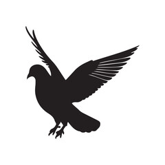 illustration of a pigeon silhouette vector art Illustration, Beautiful bird pigeon silhouette black icon vector art illustration