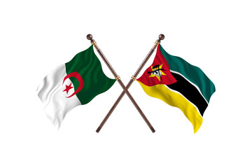 Algeria Versus Mozambique Two countries Flags background