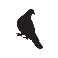 Obraz premium illustration of a pigeon silhouette vector art Illustration, Beautiful bird pigeon silhouette black icon vector art illustration